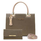 Kit Bolsa Castelo UseLabelle Original + Carteira Soft Luxo + Alça Transversal e Ombro Verde/Amêndoa