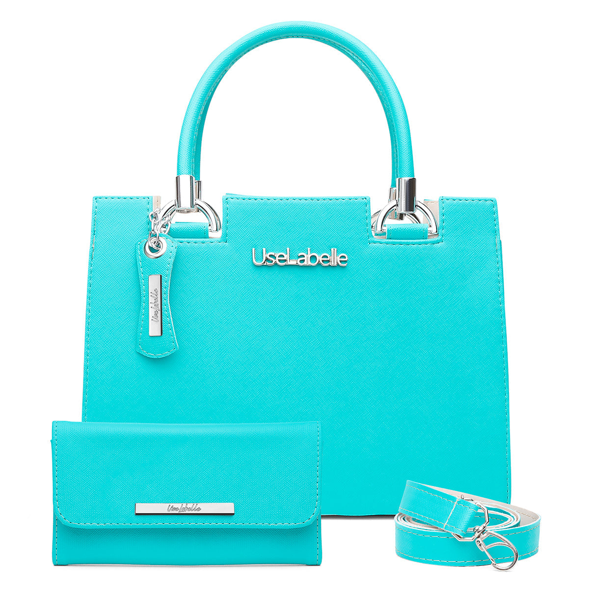 Kit Bolsa Castelo UseLabelle Original + Carteira Soft Luxo + Alça Transversal e Ombro Azul