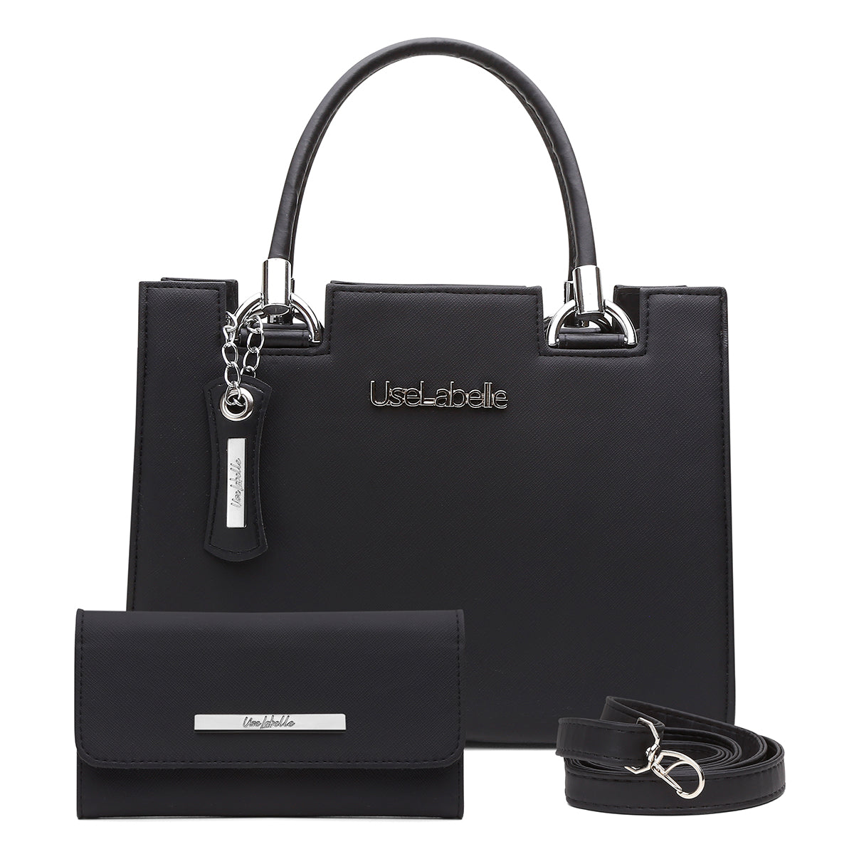 Kit Bolsa Castelo UseLabelle Original + Carteira Soft Luxo + Alça Transversal e Ombro Preto