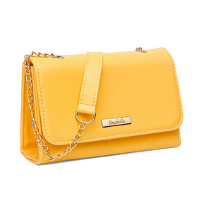 Bolsa Mid Amarelo com Alça Transversal e Ombro