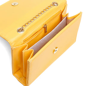 Bolsa Mid Amarelo com Alça Transversal e Ombro
