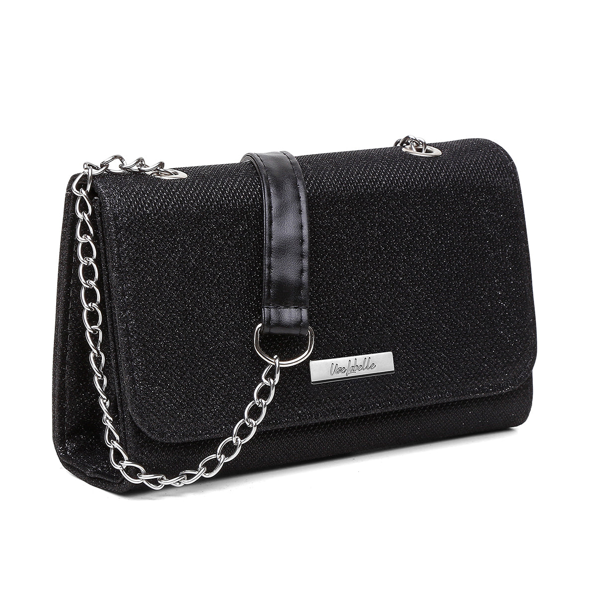 Bolsa Mid Cinza Brilhante com Alça Transversal e Ombro